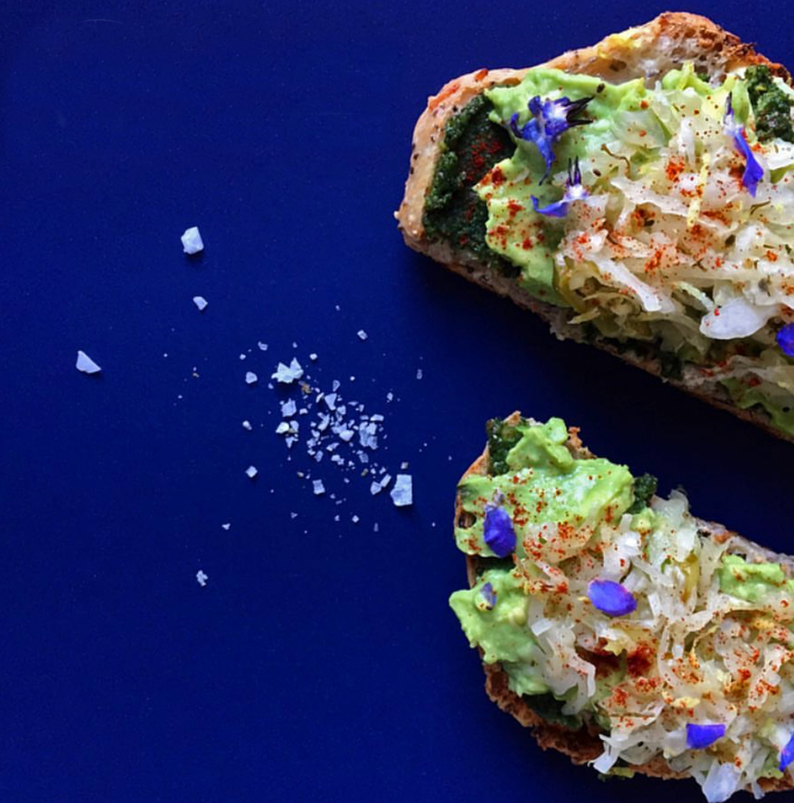 Avocado Toast with Almond Cilantro Pesto