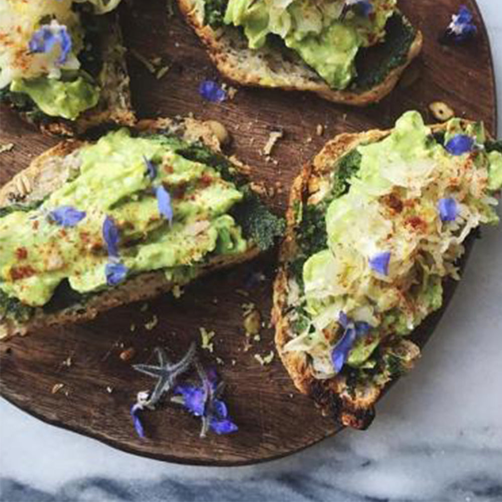 Avocado Toast with Almond Cilantro Pesto